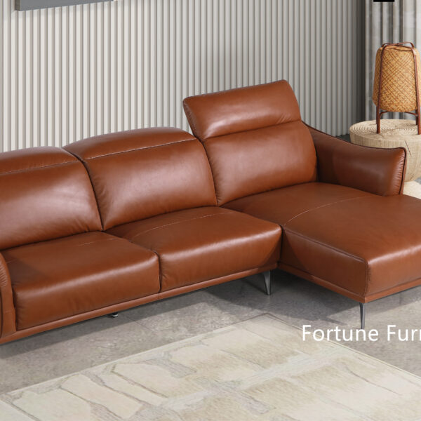 Snow(L-1063) full grain italian Leather Chaise Lounge - Fortune Furniture
